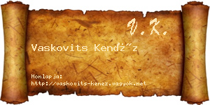 Vaskovits Kenéz névjegykártya